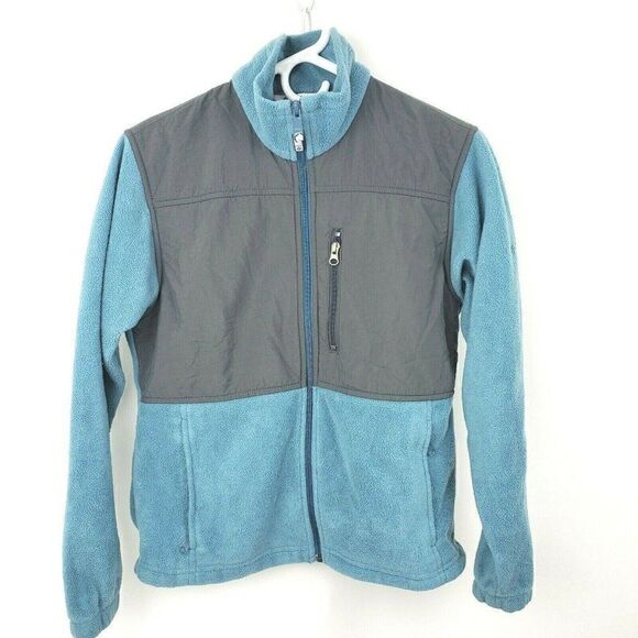 Columbia Sportswear Fleece Jacket Colorblock Blue Gray Zip Front Zip Womens S - Picture 1 of 4